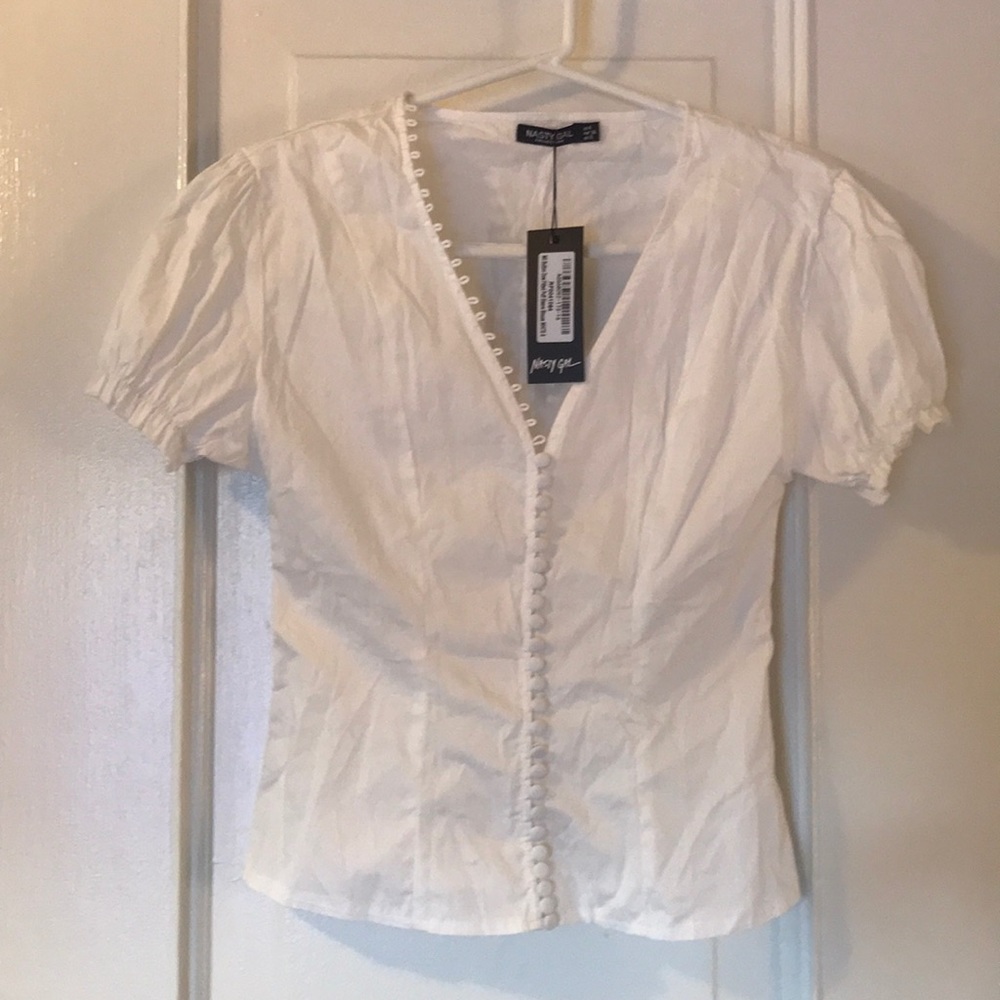 Nasty Gal white button up blouse.